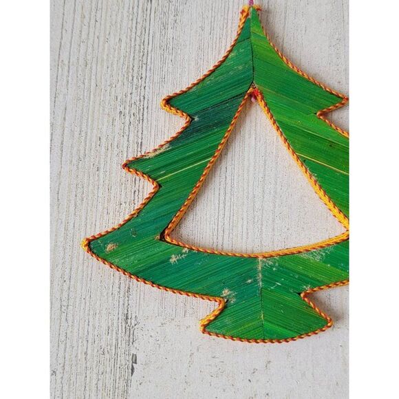 Pine tree gold trim hole ornament Xmas decor - Picture 3 of 5